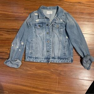 KanCan Light Blue Distressed Denim Jacket